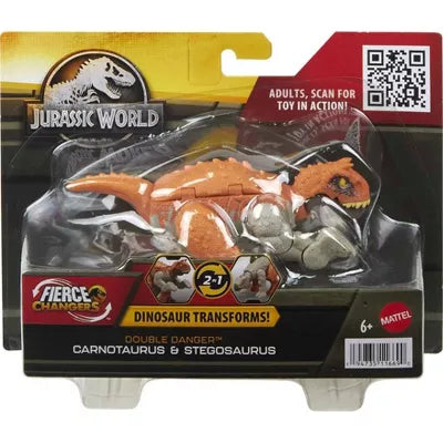 JURASSIC WORLD - FIERCE CHANGERS DOUBLE DANGER CARNOTAURUS & STEGOSAURUS ACTION FIGURE - Toyworld Frankston