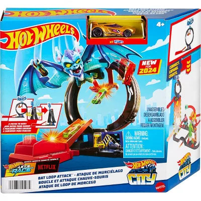 HOT WHEELS CITY BAT LOOP ATTACK PLAYSET WITH 1:64 SCALE - Toyworld Frankston