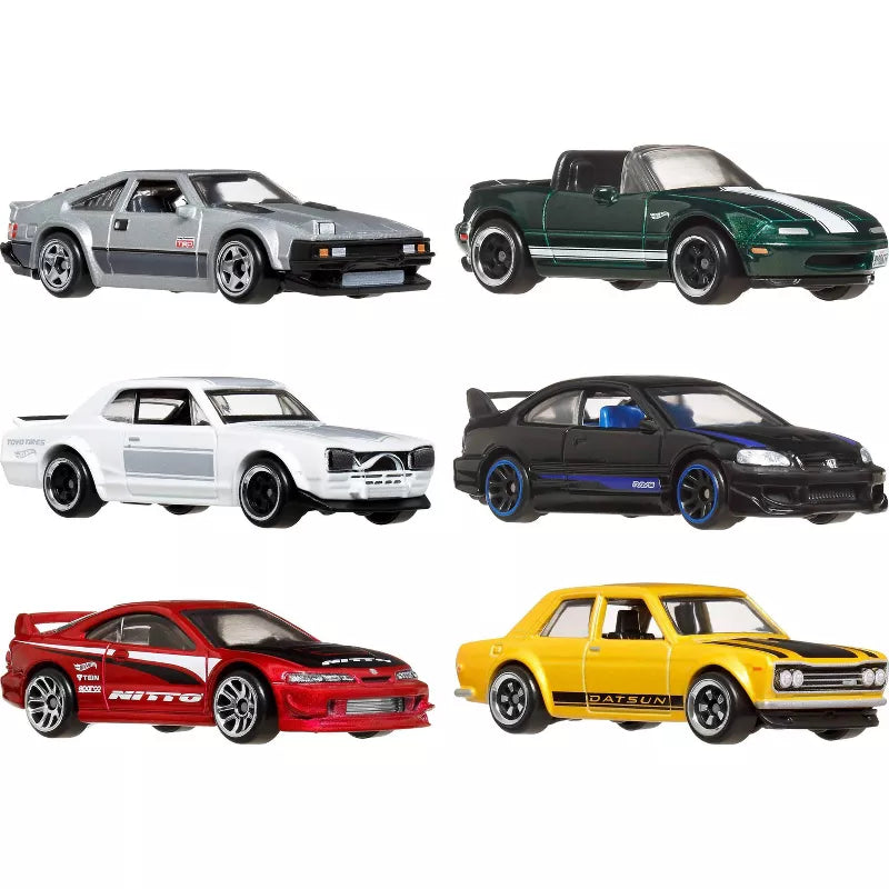 HOT WHEELS JAPANESE MULTIPACK - '82 SUPRA - '91 MAZDA MX-5 MIATA - NISSAN SKYLINE HT 2000GT-X - HONDA CIVIC SI - CUSTOM '01 ACURA INTEGRA GSR - '71 DATSUN 510