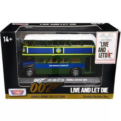 MOTORMAX 5 INCH DIECAST MODEL - JAMES BOND 'LIVE AND LET DIE' (1973) - DOUBLE DECKER BUS - Toyworld Frankston