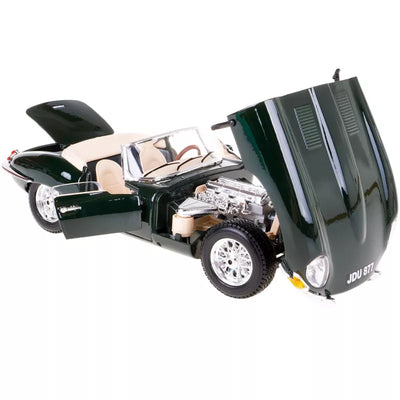 BBURAGO 1961 JAGUAR E - TYPE CABRIOLET GREEN 1:18  DIECAST SCALE - Toyworld Frankston