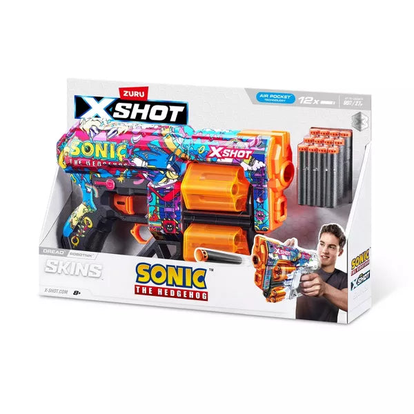 ZURU XSHOT SKINS DREAD SONIC THE HEDGE HYPER SPIKE BLASTER - Toyworld Frankston