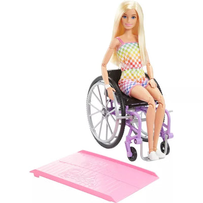 BARBIE FASHIONISTA BLONDE DOLL WITH WHEELCHAIR AND RAMP - Toyworld Frankston