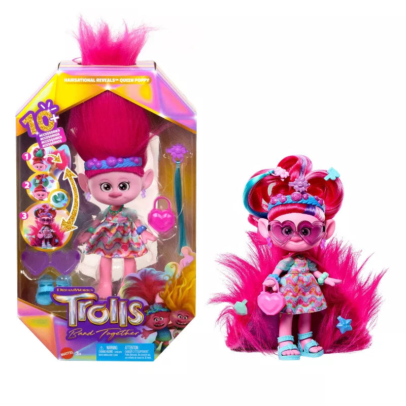DREAMWORKS TROLLS BAND TOGETHER - HAIRSATIONAL REVEALS QUEEN POPPY - Toyworld Frankston