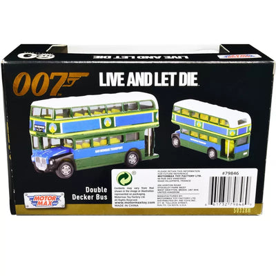 MOTORMAX 5 INCH DIECAST MODEL - JAMES BOND 'LIVE AND LET DIE' (1973) - DOUBLE DECKER BUS - Toyworld Frankston