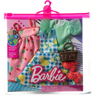 BARBIE FASHION 2 PACK - GINGHAM BLUE DRESS SET - Toyworld Frankston