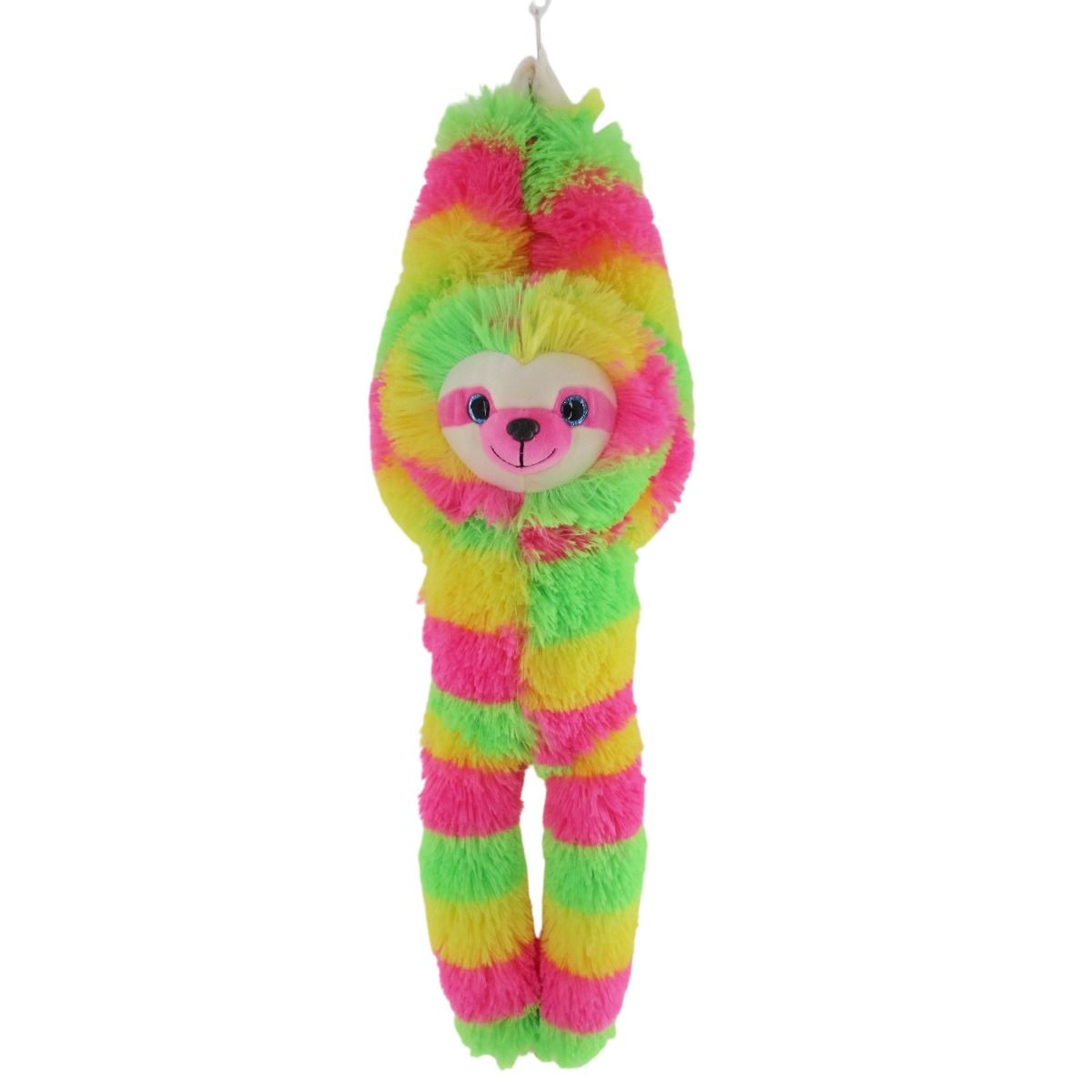 Colorful monkey plush toy hanging 