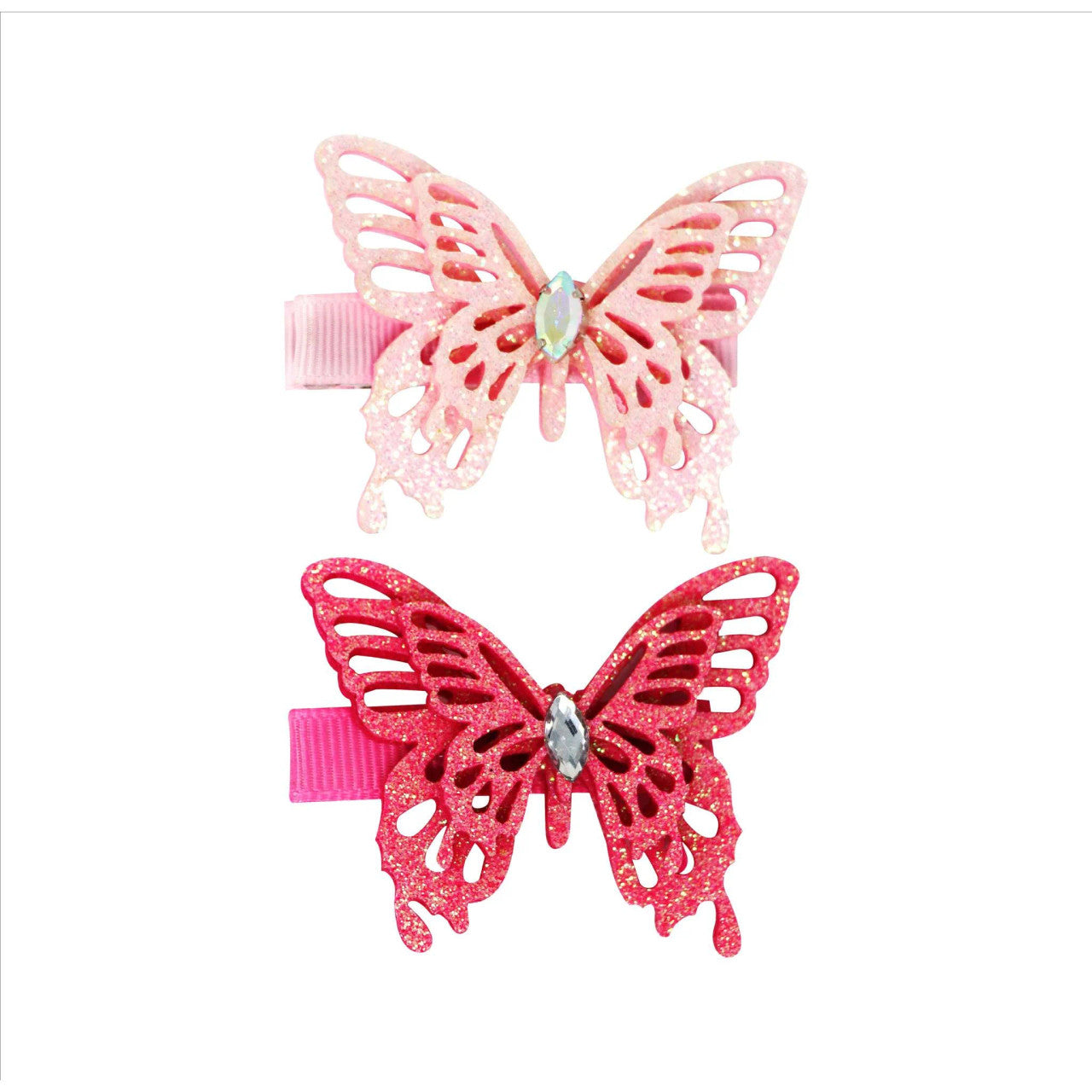 PINK POPPY GLITTER BUTTERFLY HAIR CLIPS - Toyworld Frankston