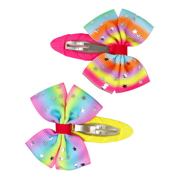 PINK POPPY - RAINBOW AND STAR BOW AND HAIR CLIPS