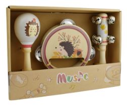 CALM AND BREEZY HEDGEHOG WOODEN 3 PC MUSICAL SET - Toyworld Frankston