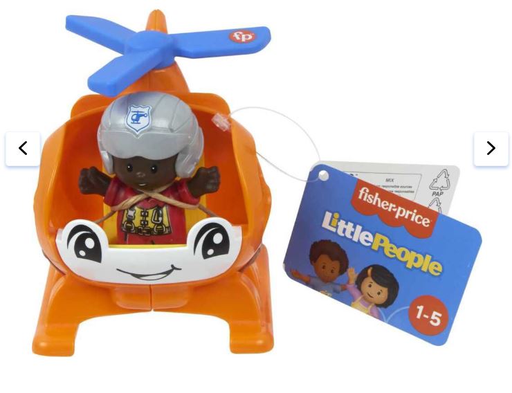 FISHER PRICE - LITTLE PEOPLE SMALL VEHICLE - ORANGE HELICOPTER - Toyworld Frankston