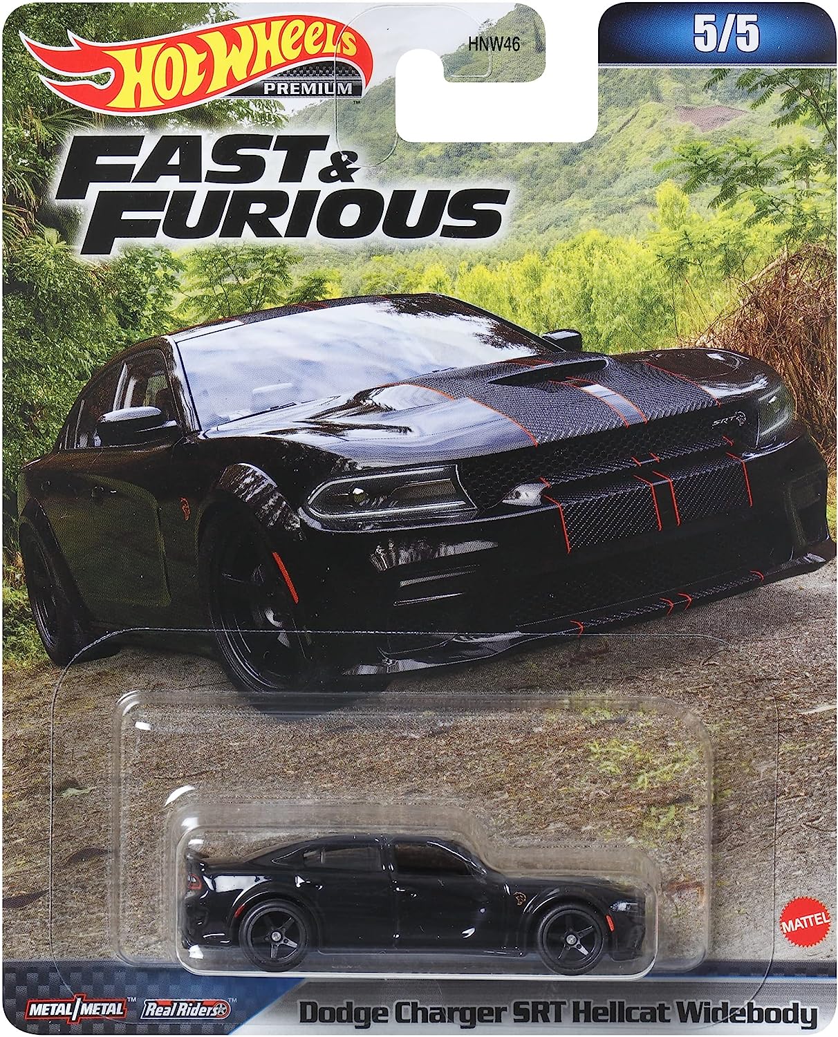 HOT WHEELS PREMIUM FAST & FURIOUS DODGE CHARGER SRT HELLCAT WIDEBODY - Toyworld Frankston