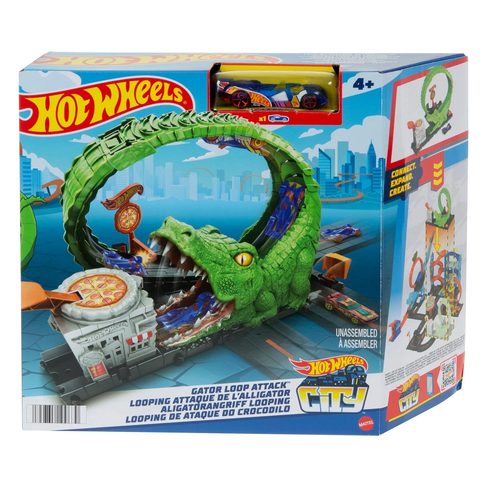HOT WHEELS CITY GATOR LOOP ATTACK PLAYSET WITH 1:64 SCALE - Toyworld Frankston