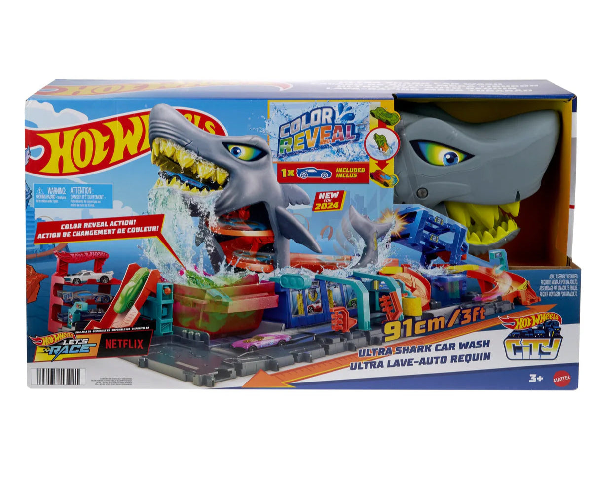 HOT WHEELS ULTRA SHARK CAR WASH PLAYSET - Toyworld Frankston