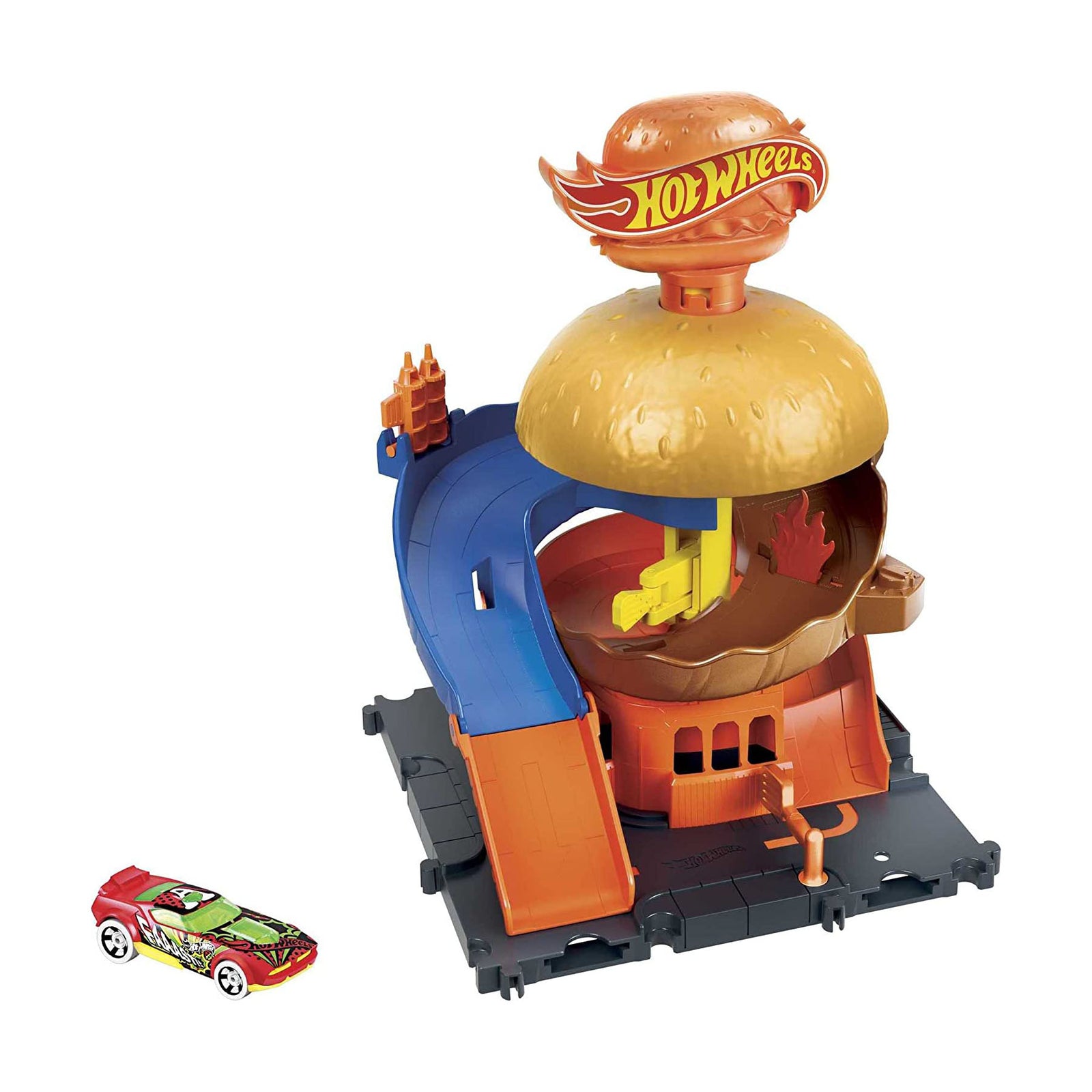 HOT WHEELS DOWNTOWN BURGER DRIVE THRU PLAYSET - Toyworld Frankston