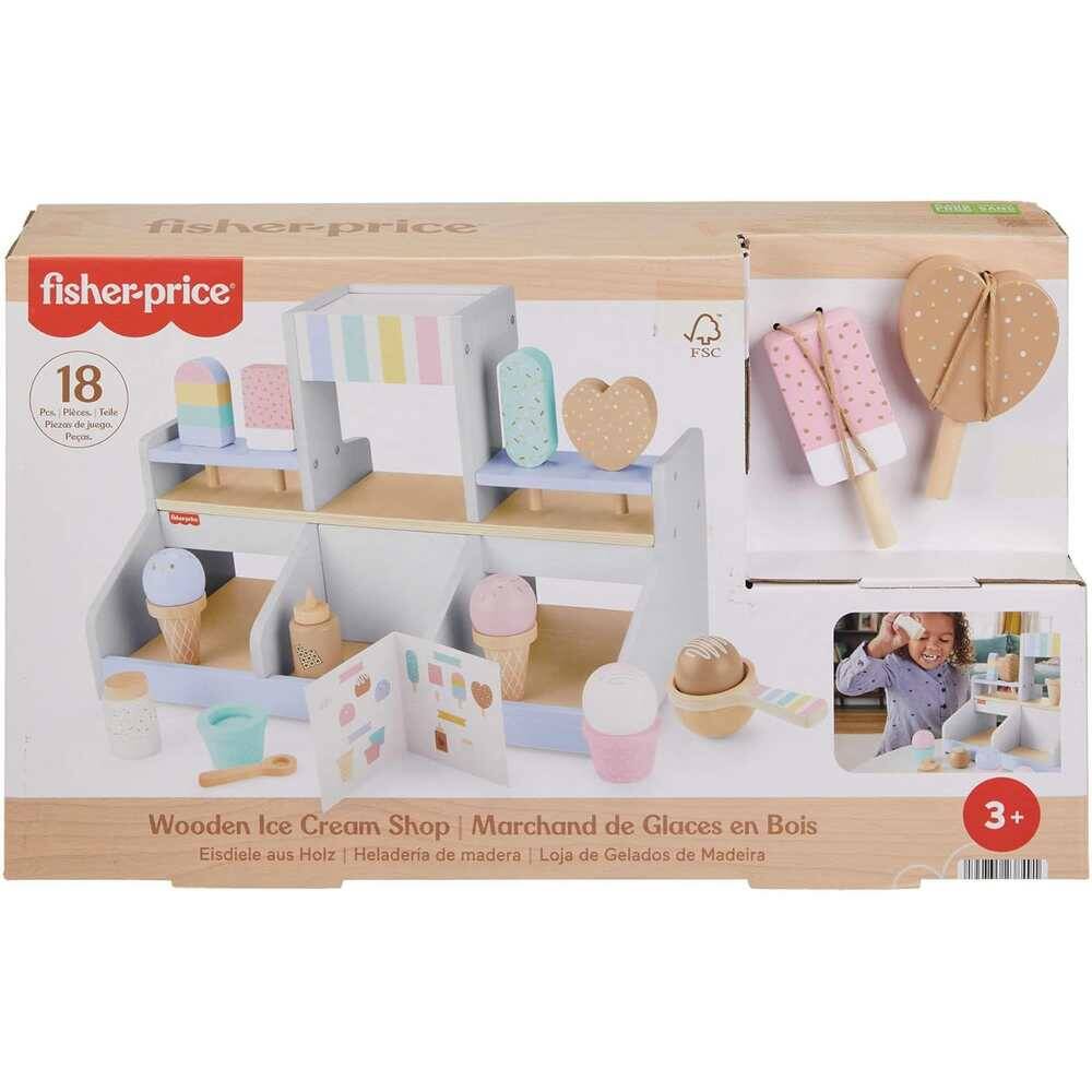 FISHER-PRICE WOODEN ICE CREAM SHOP 18 PIECE SET - Toyworld Frankston