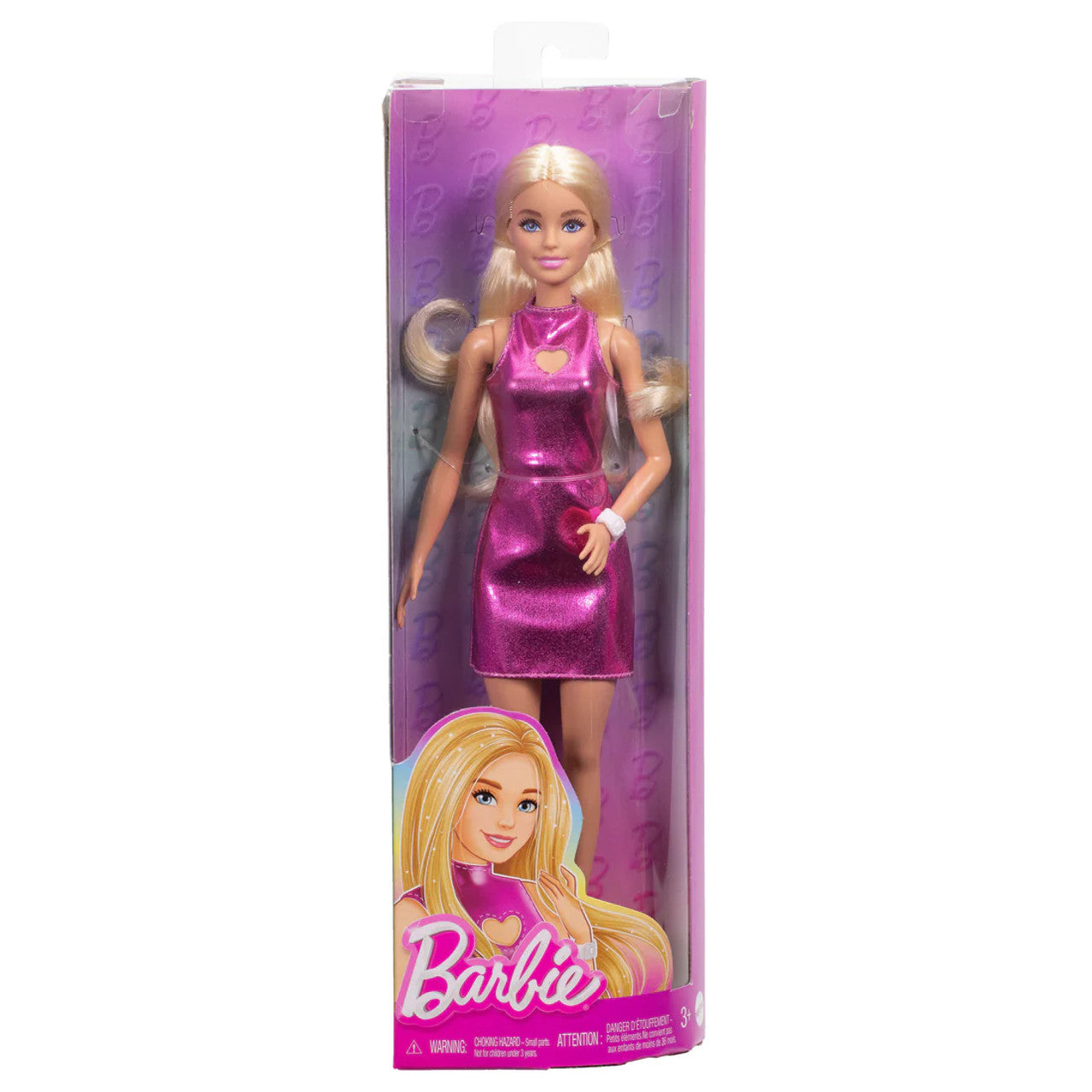 BARBIE FASHION DOLL - #230 BLONDE WITH PINK MINI DRESS - Toyworld Frankston