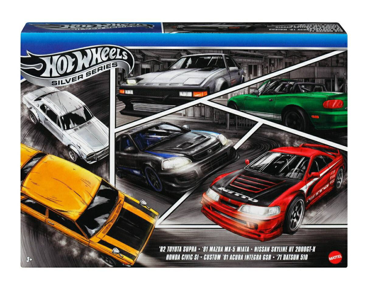 HOT WHEELS JAPANESE MULTIPACK - '82 SUPRA - '91 MAZDA MX-5 MIATA - NISSAN SKYLINE HT 2000GT-X - HONDA CIVIC SI - CUSTOM '01 ACURA INTEGRA GSR - '71 DATSUN 510 - Toyworld Frankston