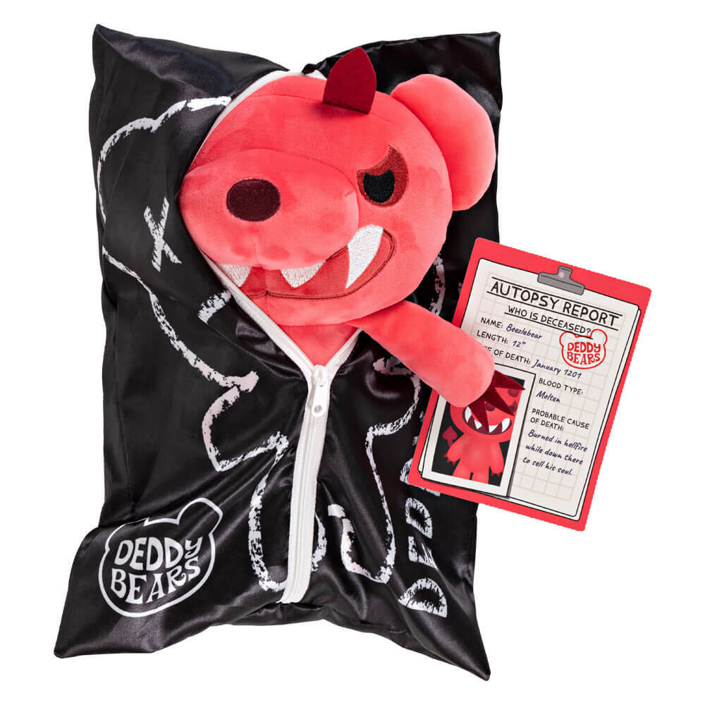 DEDDY BEARS - PLUSH IN BODY BAG 30CM - 'BEEZLEBEAR' - Toyworld Frankston