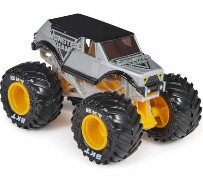 MONSTER JAM 1:64 DIECAST TRUCKS - SILVER WITH BLACK ROOF - Toyworld Frankston