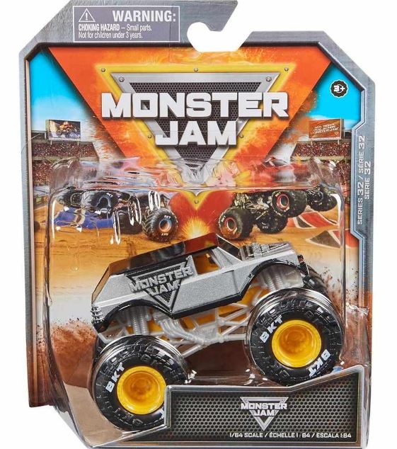MONSTER JAM 1:64 DIECAST TRUCKS - SILVER WITH BLACK ROOF - Toyworld Frankston