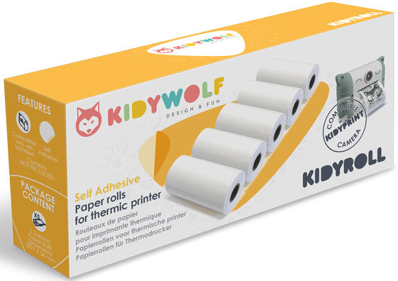 KIDYWOLF - KIDYROLL SELF ADHESIVE PAPER ROLLS FOR THERMIC PRINTER - Toyworld Frankston