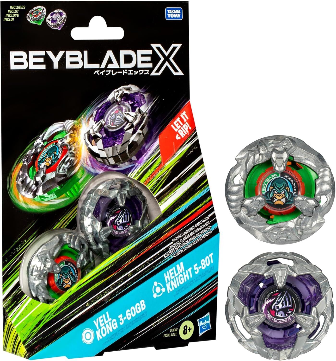 BEYBLADE X STARTER PACK TWIN PACK - YELL KONG 3-60GB - HELM KNIGHT 5-80T - Toyworld Frankston