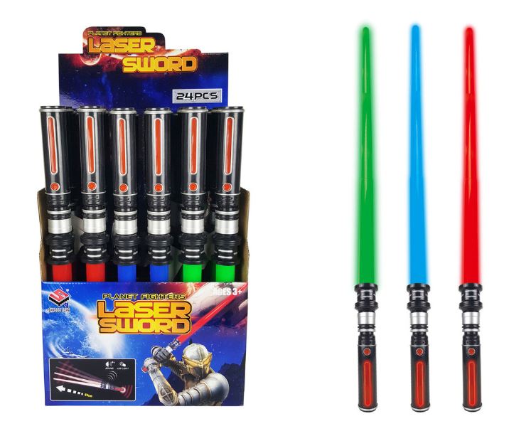 LASER SWORD SINGLE RETRACTABLE LIGHTS AND SOUND ASSORTMENT - Toyworld Frankston