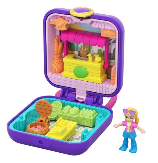 POLLY POCKET - TINY WORLD BIG SURPRISES COMPACT - PURPLE PINK HANDLE - Toyworld Frankston