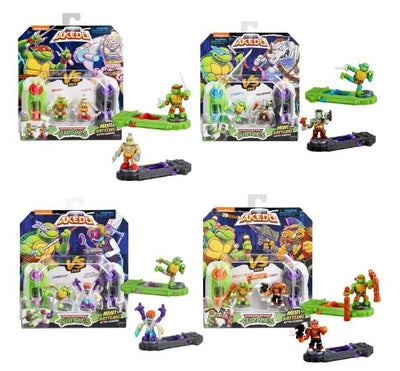 AKEDO TEENAGE MUTANT NINJA TURTLES MINI BATTLING ACTION WARRIORS - MICHELANGELO VS BEBOP - Toyworld Frankston