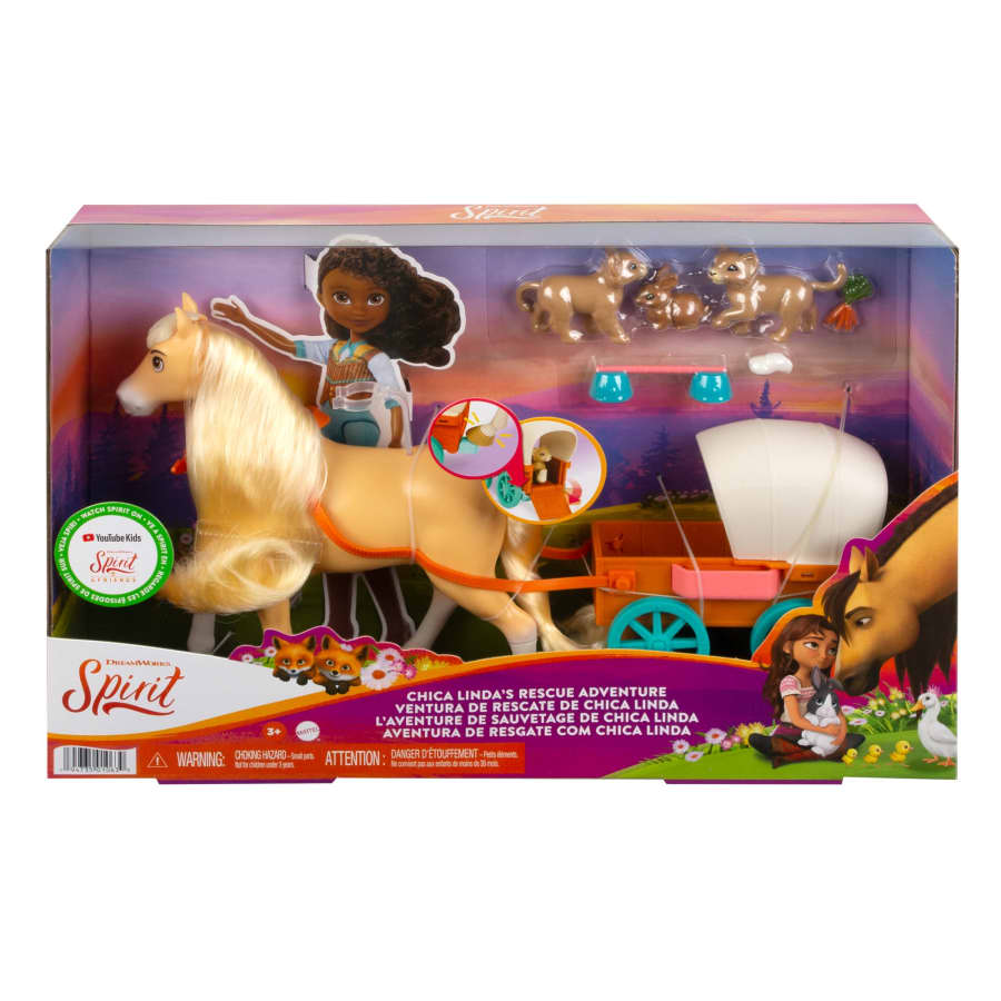 DREAMWORKS SPIRIT CHICA LINDA ADVENTURE PLAYSET MOUNTAIN LION WAGON HORSE PLAY