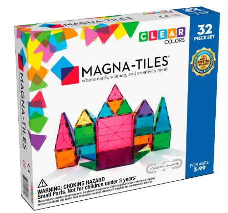 MAGNA-TILES CLASSIC CLEAR COLOUR 32 PIECE SET - Toyworld Frankston