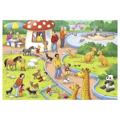 RAVENSBURGER -  A DAY AT THE ZOO 2X24 PIECE PUZZLES - Toyworld Frankston
