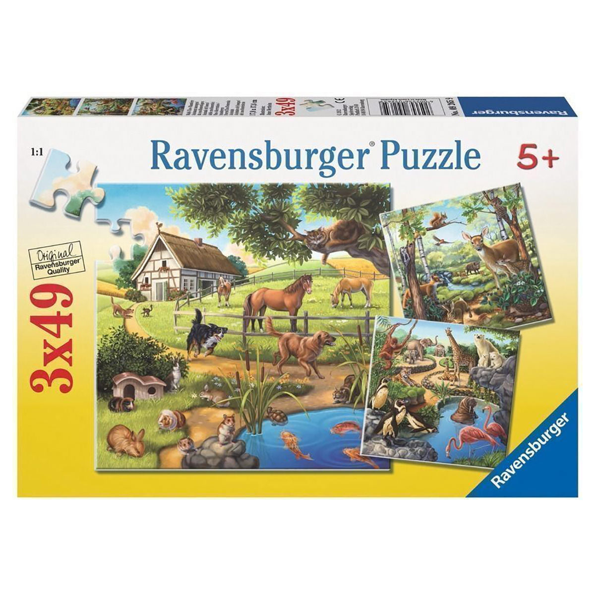 RAVENSBURGER - FOREST ZOO AND PETS 3 X 49 PIECE PUZZLE - Toyworld Frankston
