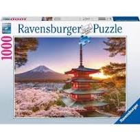 RAVENSBURGER - MOUNT FUJI CHERRY BLOSSOM VIEW 1000 PIECE PUZZLE - Toyworld Frankston
