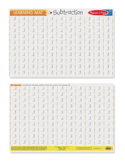 MELISSA AND DOUG LEARNING MAT - SUBTRACTION PROBLEMS - Toyworld Frankston