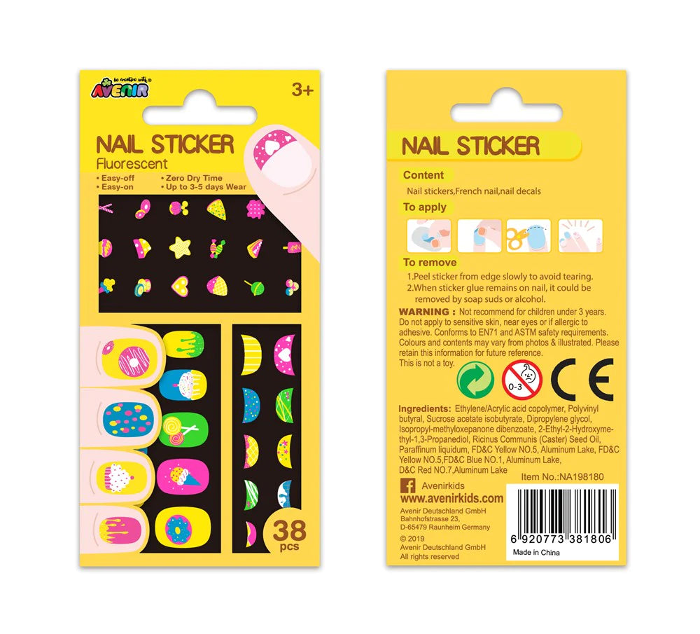 NAIL STICKER FLUORESCENT - SWEET TREATS - Toyworld Frankston