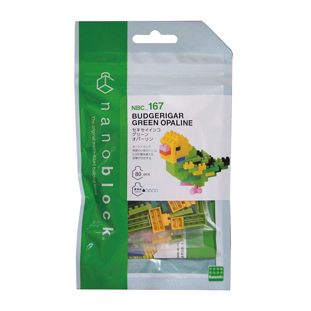 NANOBLOCK BUDGERIGAR GREEN OPALINE 167 - Toyworld Frankston