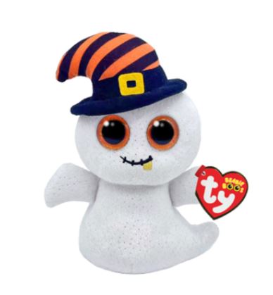 TY BEANIE BOO - HALLOWEEN - 'NIGHTCAP' WHITE GHOST REGULAR - Toyworld Frankston