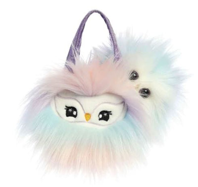 FANCY PALS OWL IN FLUFFY PINK MULTI BAG