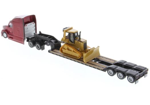 1:87 DIE CAST SEMI TRACTOR AND LOWBOY TRAILER WITH CAT ASSORTMENT