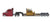 1:87 DIE CAST SEMI TRACTOR AND LOWBOY TRAILER WITH CAT ASSORTMENT