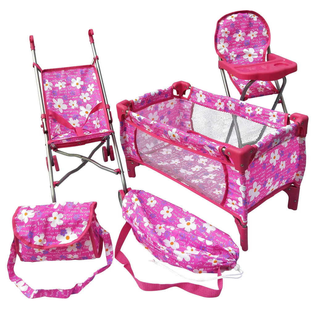 PLAYWORLD 4 PIECE DOLL STARTER SET PINK - Toyworld Frankston