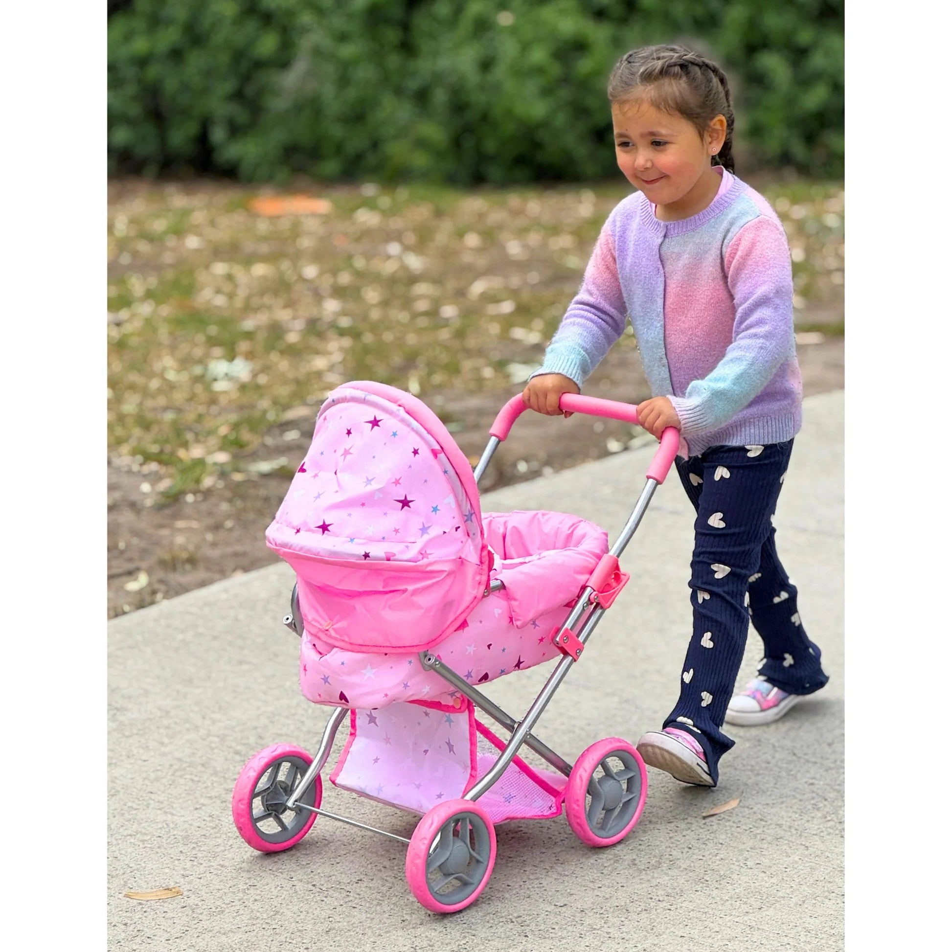PLAYWORLD MEDIUM DOLL PRAM PINK - Toyworld Frankston
