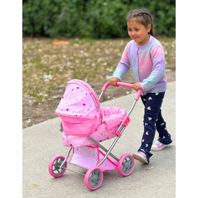PLAYWORLD MEDIUM DOLL PRAM PINK - Toyworld Frankston