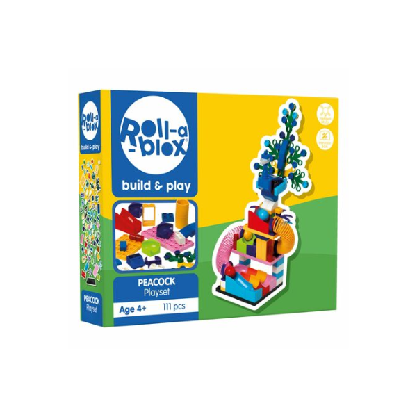 PETERKIN ROLL-A-BLOX PEACOCK PLAYSET 111PC - Toyworld Frankston