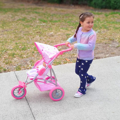 PLAYWORLD DOLL JOGGER PRAM PINK - Toyworld Frankston