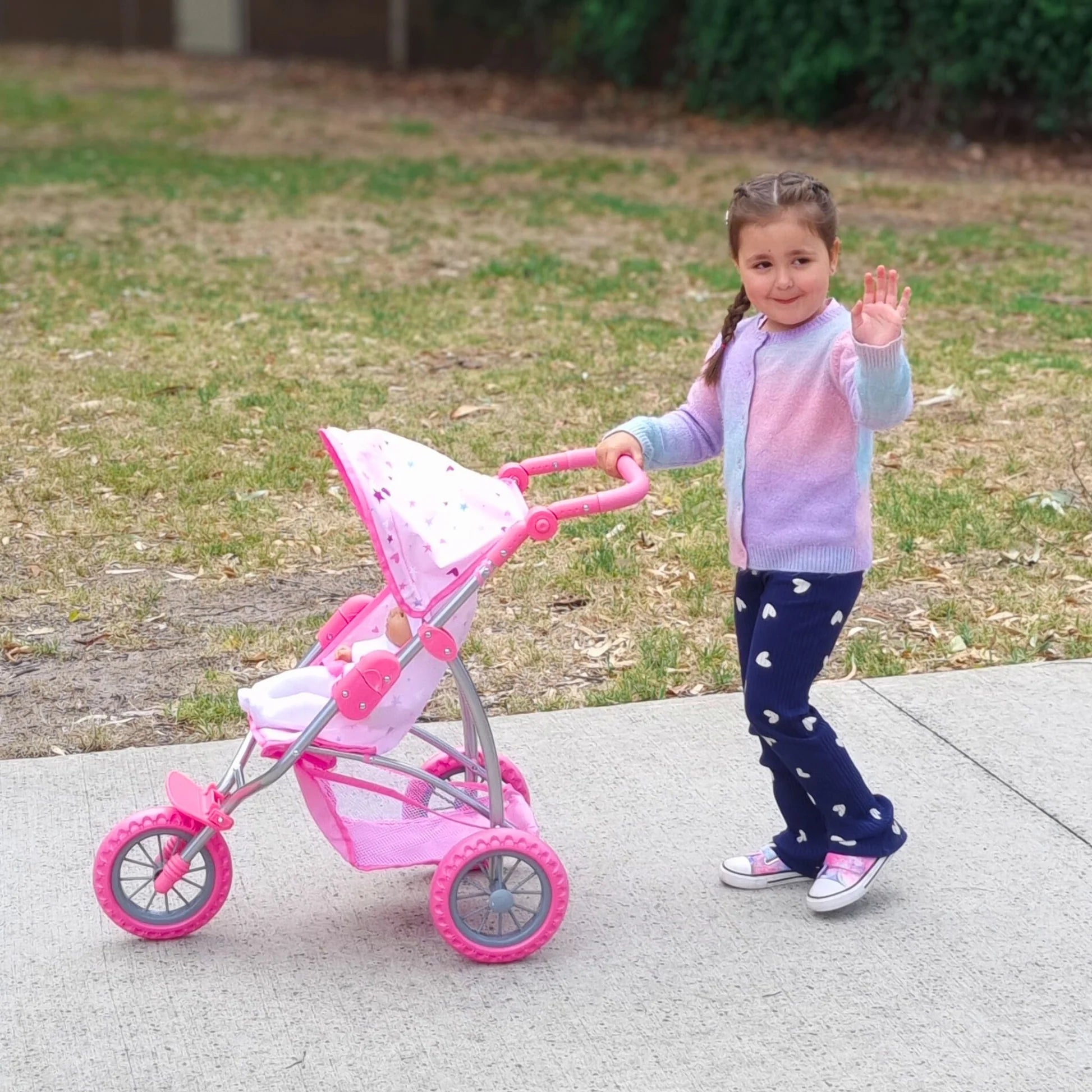 PLAYWORLD DOLL JOGGER PRAM PINK - Toyworld Frankston