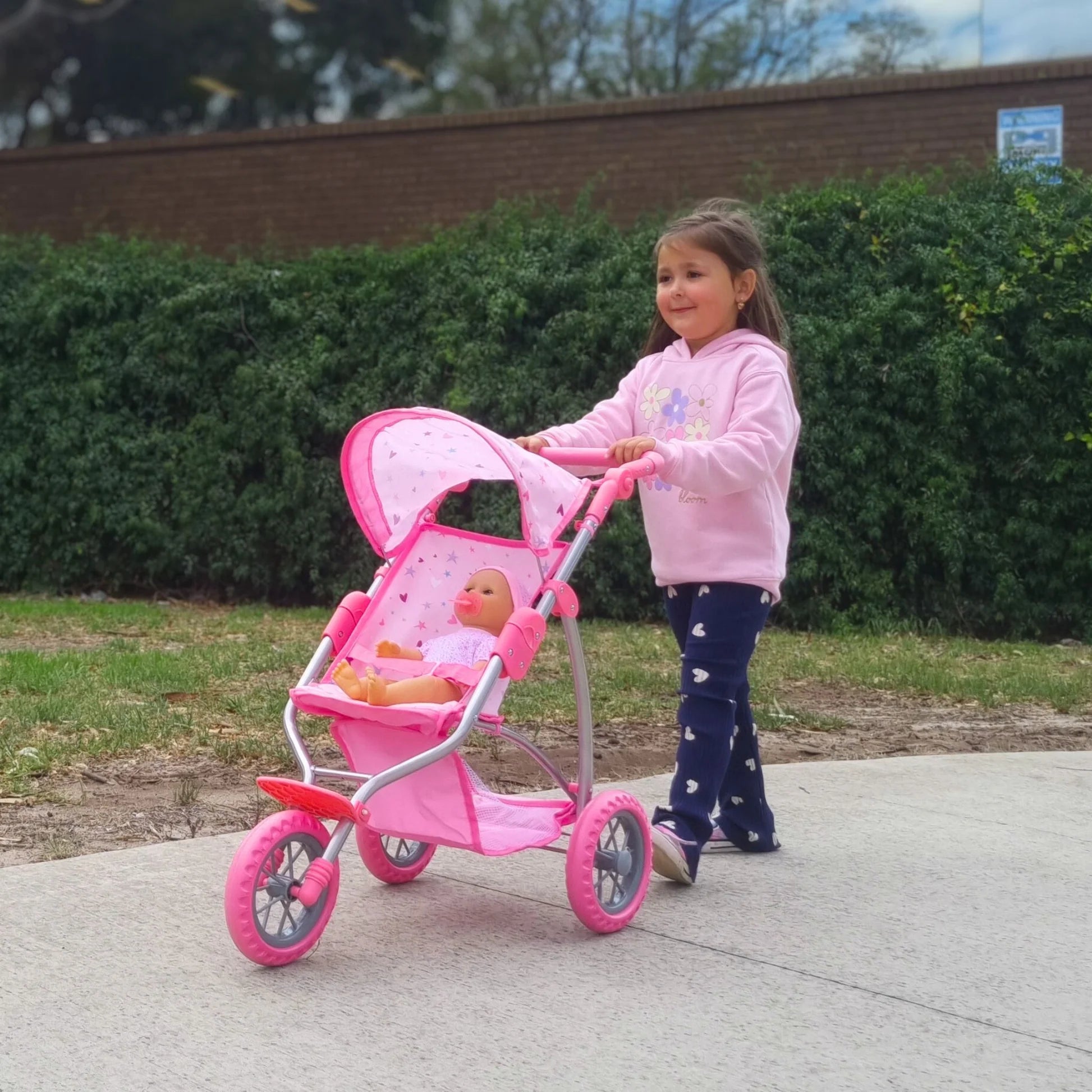 PLAYWORLD DOLL JOGGER PRAM PINK - Toyworld Frankston