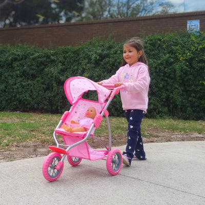 PLAYWORLD DOLL JOGGER PRAM PINK - Toyworld Frankston